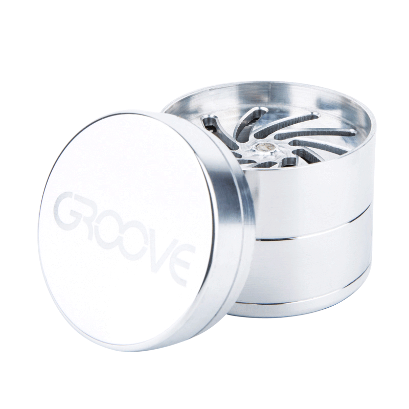 Groove 4-Piece Grinder Grinders : Aluminum Aerospaced 2.5"(63mm) Silver 