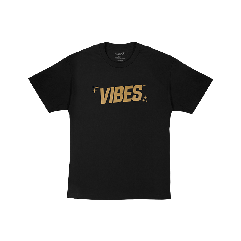 VIBES Blue T-Shirt w/ Gold Logo Vibes Rolling Papers gldonblk xxxl