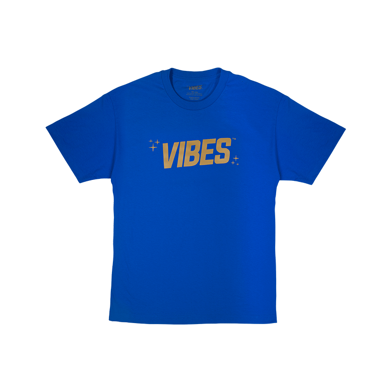 VIBES Blue T-Shirt w/ Gold Logo Vibes Rolling Papers