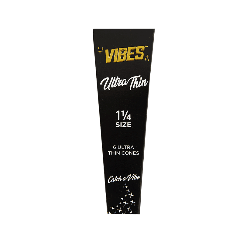 Vibes Cones - 1.25 Papers, Cones, and Wraps : Cones Vibes Rolling Papers Ultra Thin (Black) 6pk cone1.25